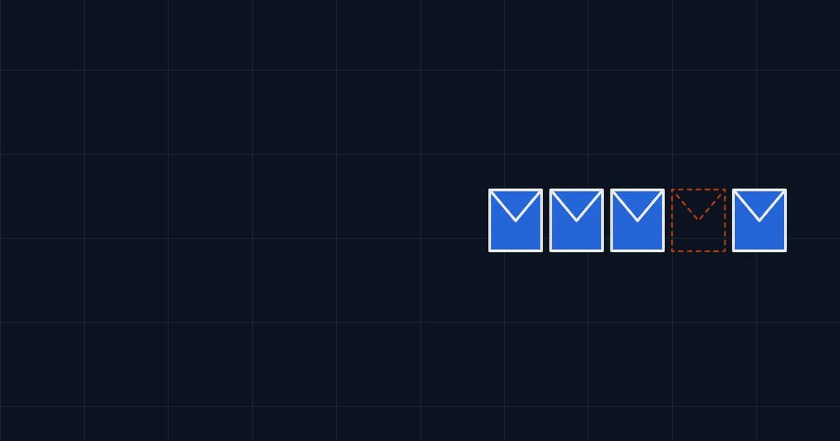 A row of five envelopes with one position empty, marked only by a dashed outline.