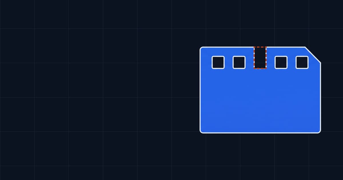An edge notched filing card, five punched holes in a row, the middle one cut open to the top edge.
