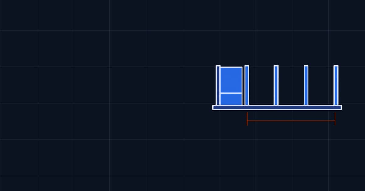 A four bay shelf holding one block, with the three emptied bays measured beside it.